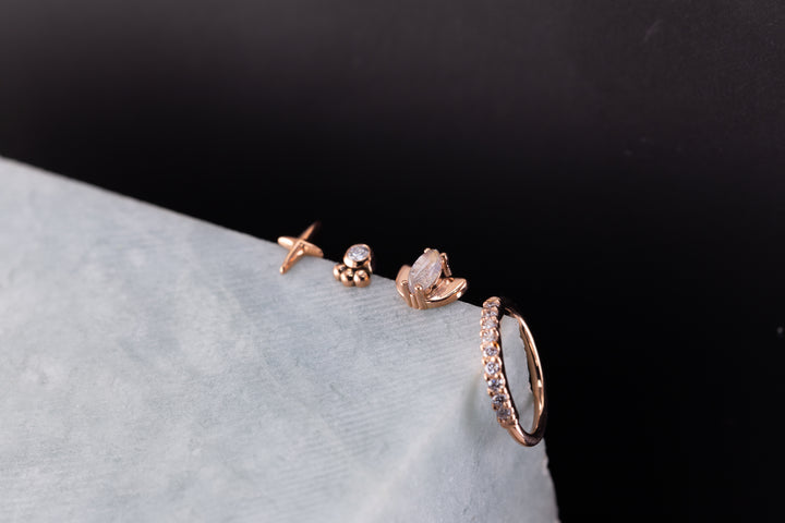 Rose gold stud ends for body jewellery