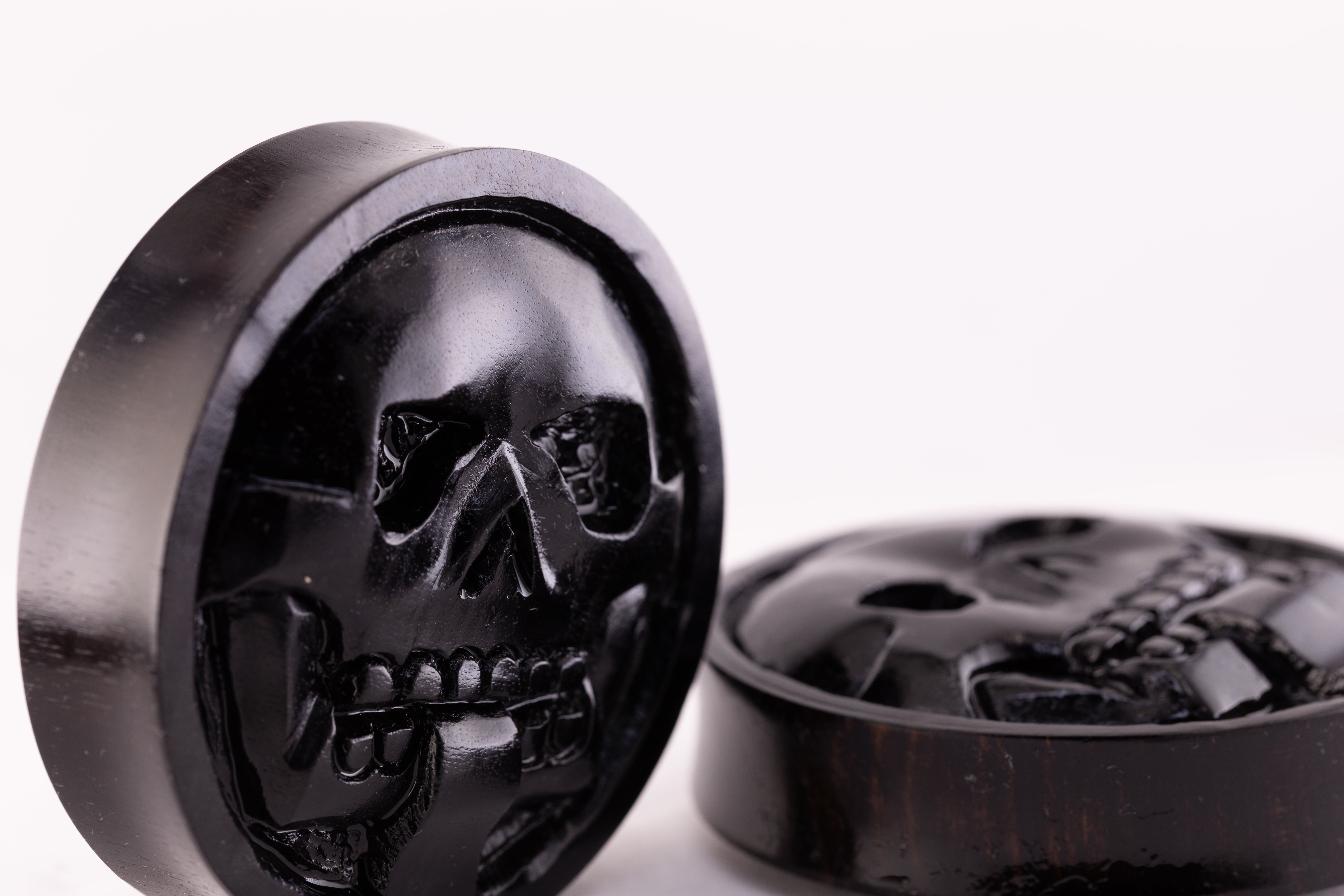 Solid wood carved earring plugs