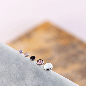 opal and other gem stone ends for labret posts